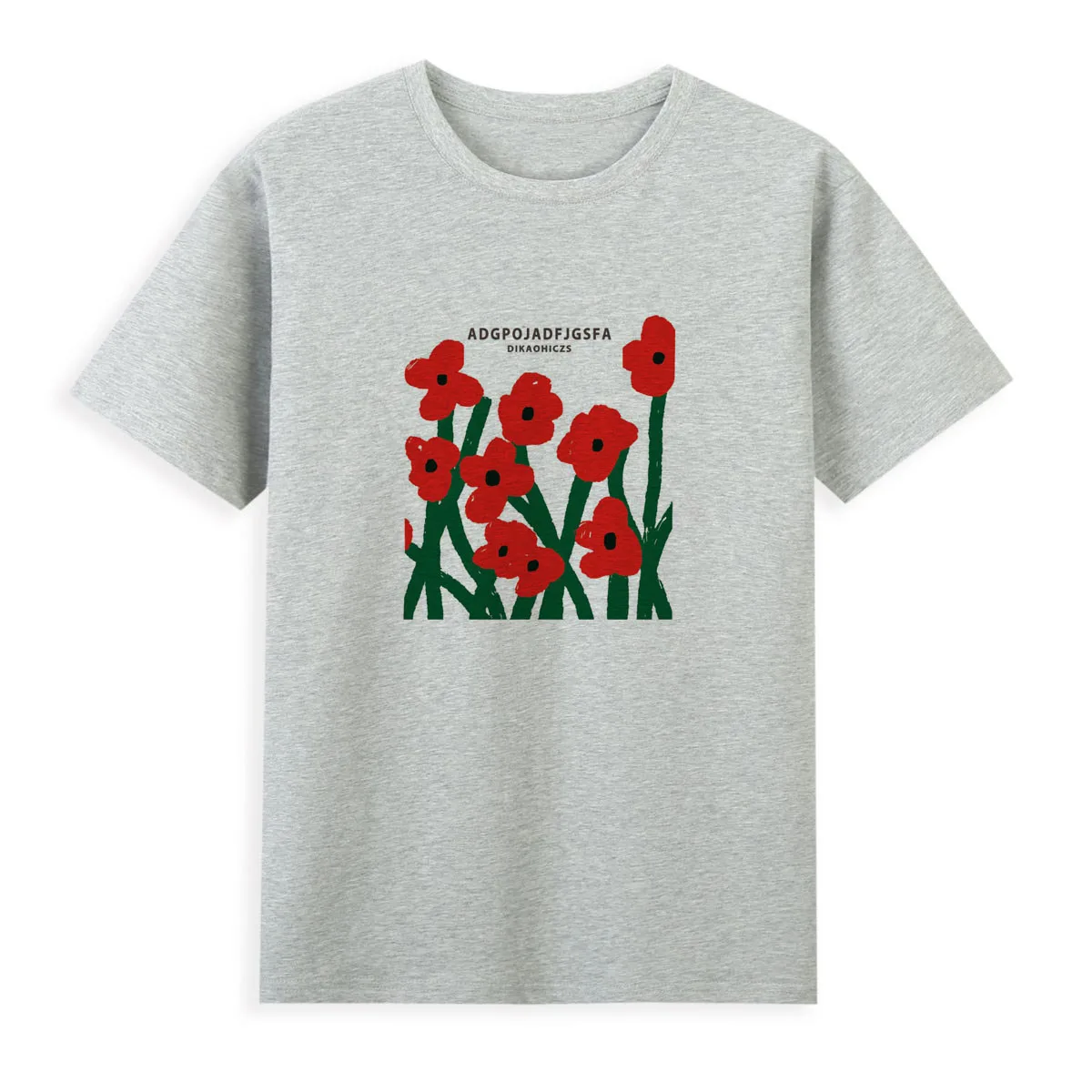 

Bright red flower T-shirt high-end casual lady's flower top cool summer T-shirt and short sleeves A072