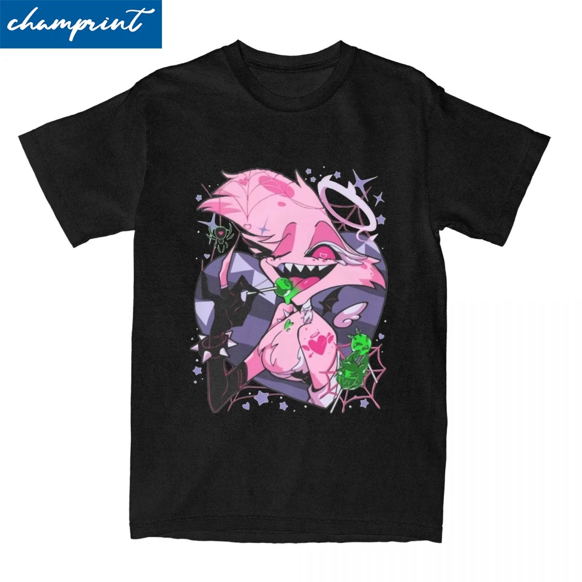 Hazbined-Hotels  Angel Dusts Tricks And Treats T Shirt Cotton Novelty T-Shirts Round Collar Tees Short Sleeve Tops 4XL 5XL 6XL