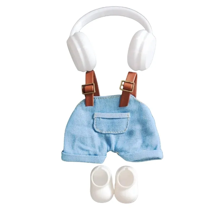 For 15/17cm Labubu Doll Clothes Fashion Cat Tempura Fry Shrimps Set Kawaii V1 V2 V3 Doll Clothing Accessories Ropa  waist bag