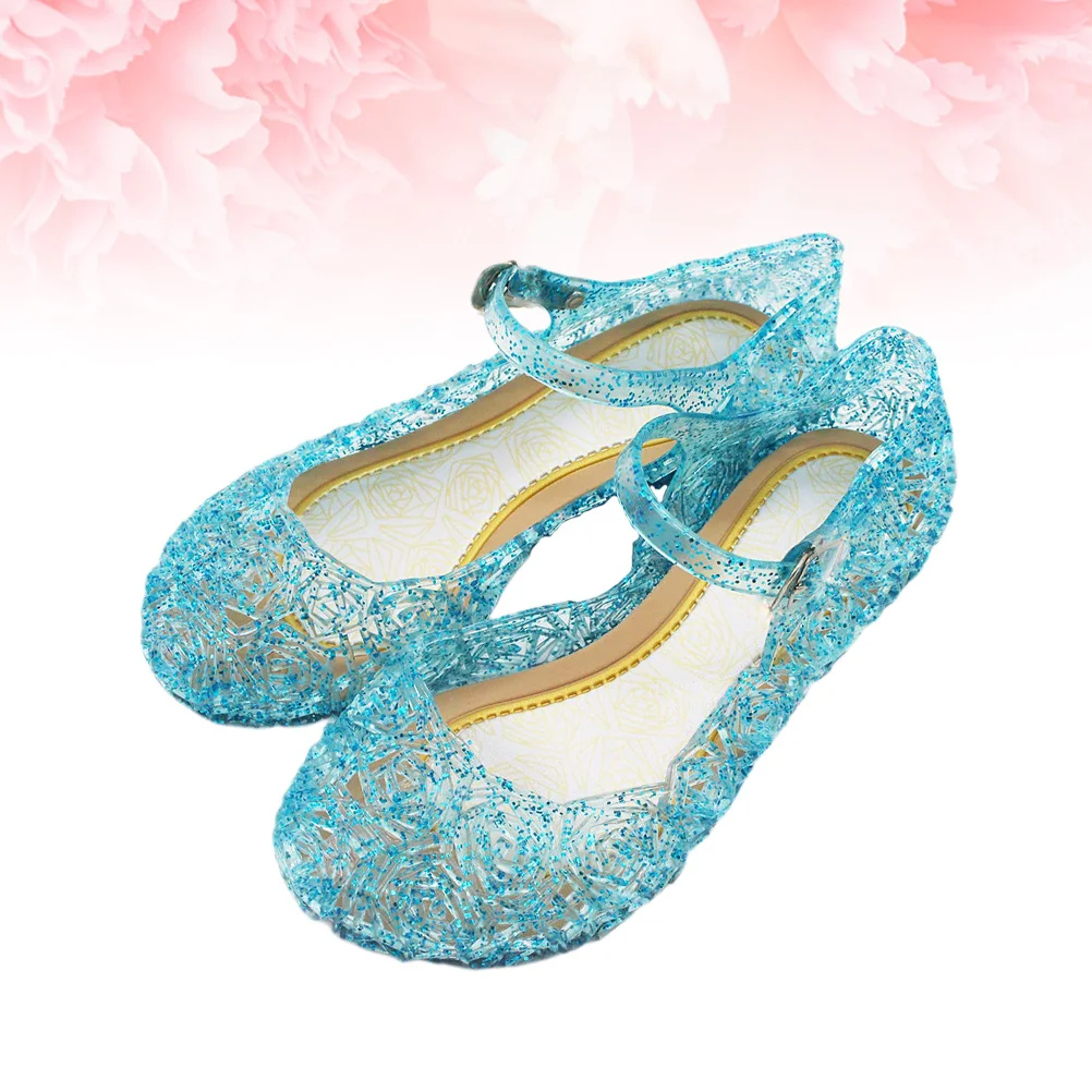 

1Pair Girls Sandal High Heel Jelly Color Creative Durable Beautiful Chirldren Gift Sky-Blue Size 27 Perfect for Various