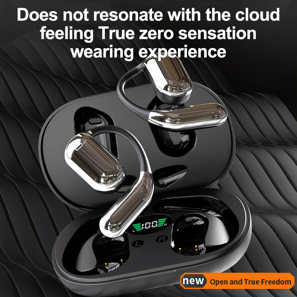 سماعات أذن Mpow Q16 True اللاسلكية، سماعات أذن مفتوحة OWS مع خطافات أذن، بلوتوث 5.3، وقت تشغيل يصل إلى 80 ساعة مع حافظة لركوب الدراجات