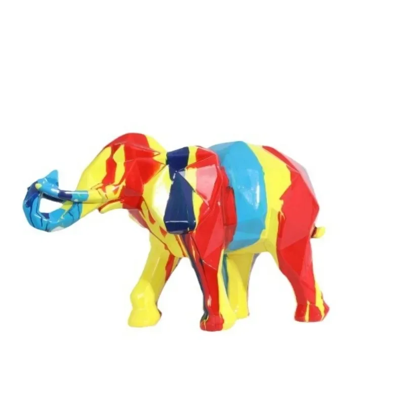 Creative Color Elephant Resin Crafts Home Decoration Ornament Living Room Office Bedroom Desktop Soft Decoration Gifts