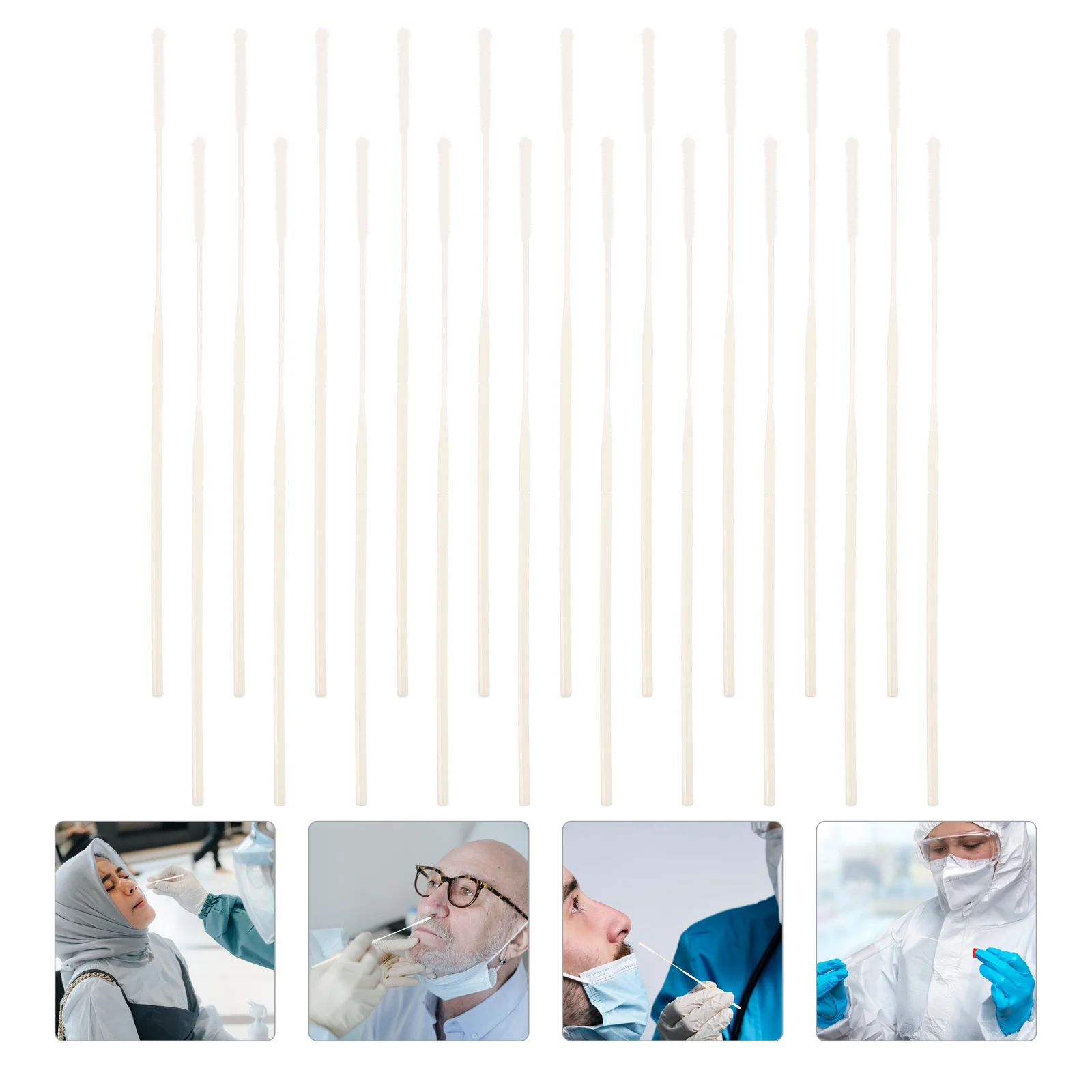 

100 Pcs Nasal Swab Collection Swabs Flocked Multi-function Sampling Flocking Pharynx Multifunction Sample