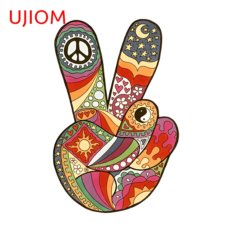 UJIOM Game Room Wall Sticker Vintage Psychedelic Peace Out Art Waterproof PVC Decal Fashionable Laptop Transparent Storage Box