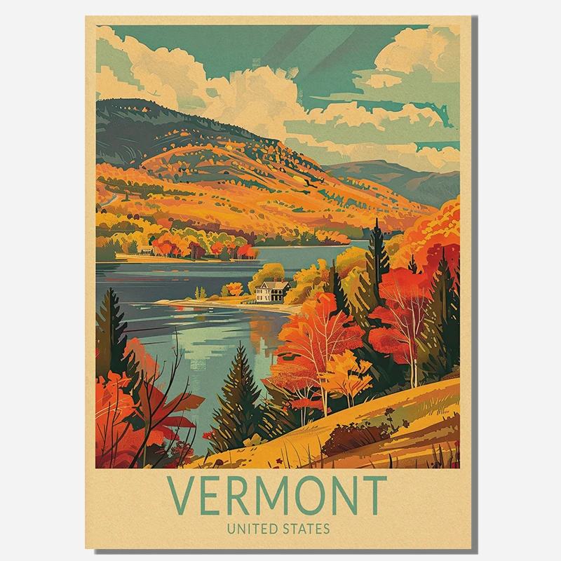 Classics North America Vintage Ski Lift Skiing Winter Landscape Mountaintops Gondola Poster Painting Wall Picture Home Decor