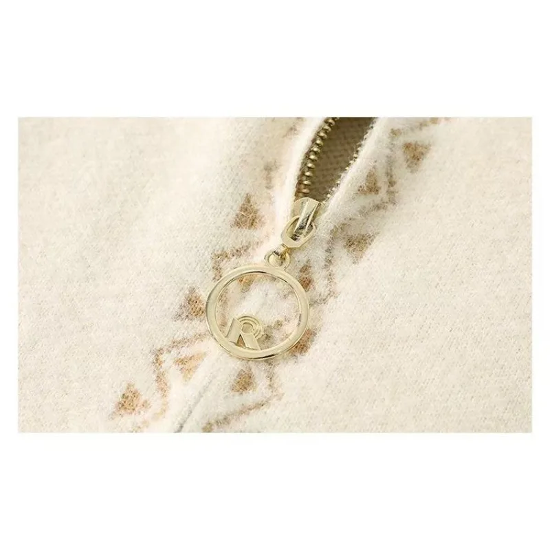 秋と冬の女性のジッパーカーディガンフロッキーポケットコートソリッドカラーカジュアルエレガントファッショントップ