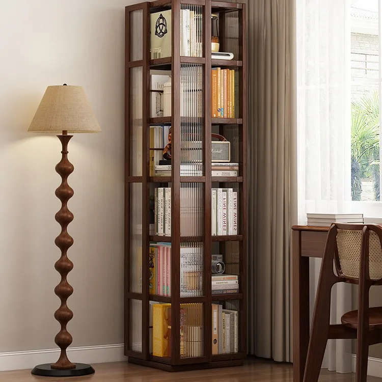 DSA rotating bookshelf bookcase integrated, against the wall household living room simple multi-layer storage floor shelf