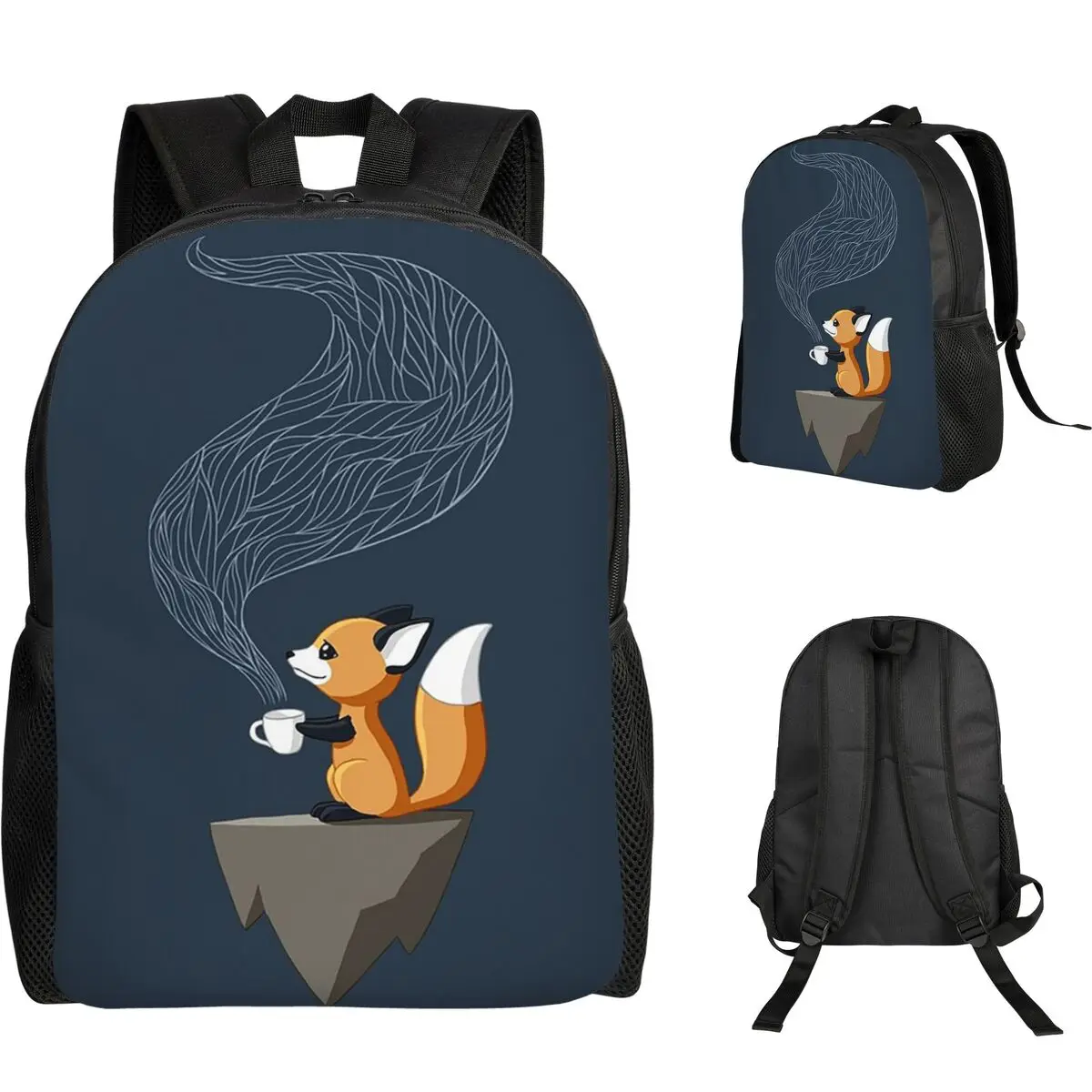 

Fox Tea Student Backpack School Bag Hiking Travel Daypack for Men Women Fashion Bookbag Shoulder Bags