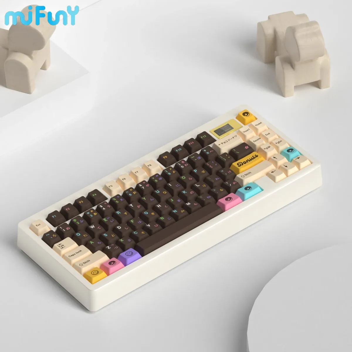 Imagem -04 - Conjunto de Keycap para Teclado Mecânico Keycaps Keycaps Luva x Domikey Choco Donuts Cereja Pbt Tintura-sublimação Keycaps Keycaps Presentes 152 Chaves