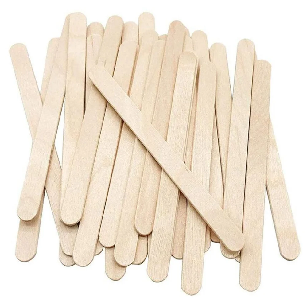 50pcs 11.4cm Natural Wooden Popsicle Jumbo Craft Mixing Stick Multi-Functional Ice Cream for DIY Wood Paint Plant Labels Making