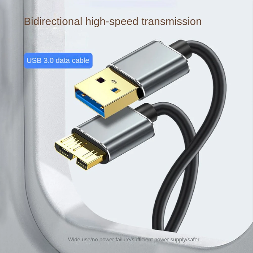 ฮาร์ดไดรฟ์สายเคเบิลภายนอก USB Micro-B HDD สายข้อมูล Micro-B สาย SSD SATA สำหรับฮาร์ดดิสก์ USB3.0 Micro-B, 0.5เมตร