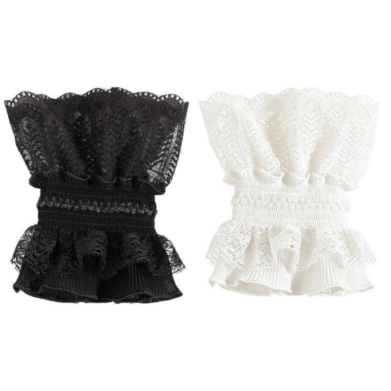 Q39C Lace Trimmed False Sleeve Breathable Lace Sleeves Matching Various Outfits