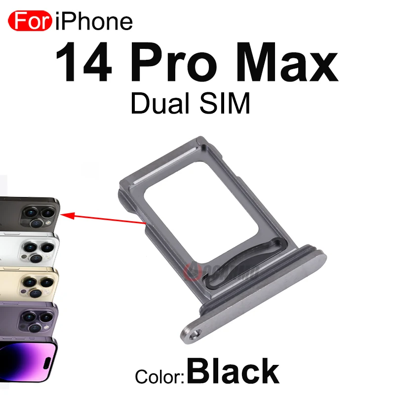 Aocarmo für iphone 14 pro max 14pm single dual sim karten fach halter slot schublade schwarz silber lila gold ersatzteil