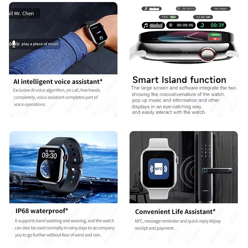 For Apple Watch 10 New GPS NFC Smart Watch Men Women Wireless Charging BT Call Waterproof HD AMOLED Smartwatch For Android IOS