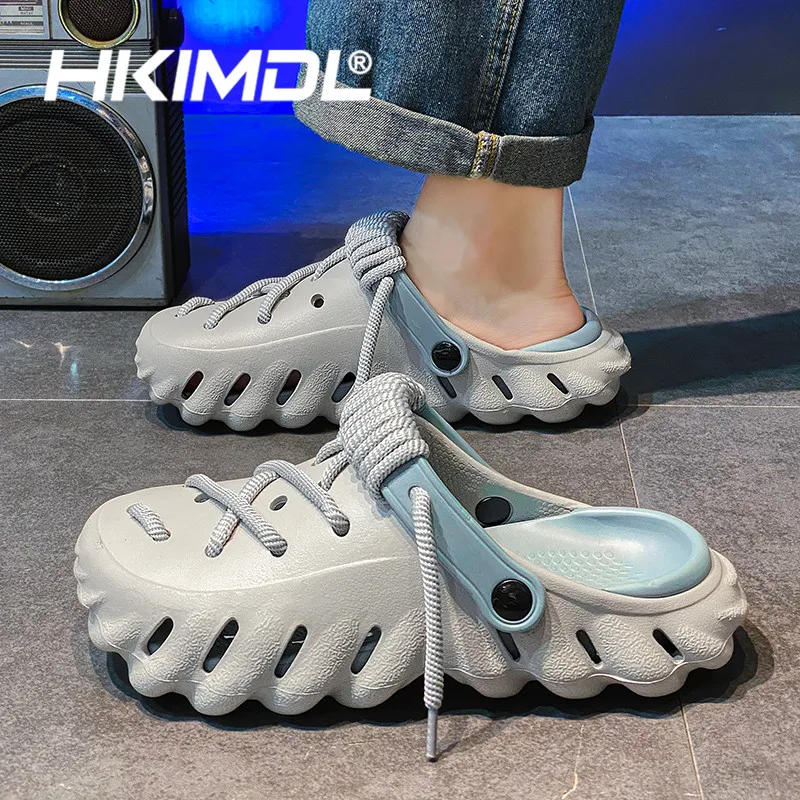 

Summer Men Outdoor Garden Shoes Soft Sole Beach Shoes Thick Bottom Indoor Anti-slip Slip-On Slippers Couples Slides Mules 36-45
