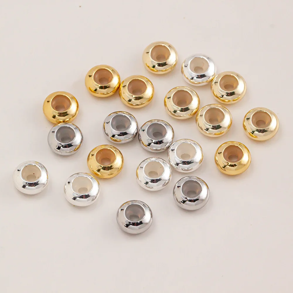 Gold Plated Flat Round Silicone Beads, Positioning Spacer Beads for DIY BraceletsI（10 pcs）