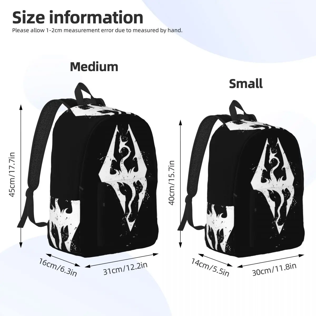 Logo Of Skyrim Perfect Gift Active Backpack Daypack Large Capacity Children BookBag School Bag Shoulder Bags for Boys Girls
