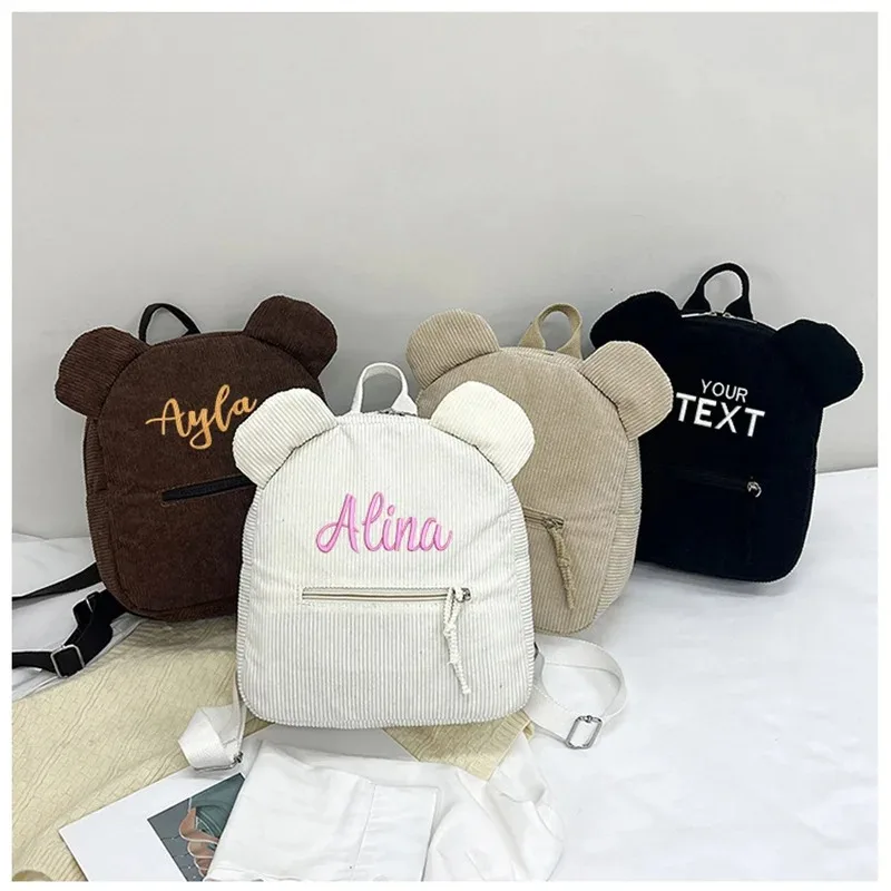 Mochila de oso de peluche con nombre bordado personalizado, bonita, suave y duradera para niños, mochila escolar, regalos de cumpleaños perfectos para el Día de los niños