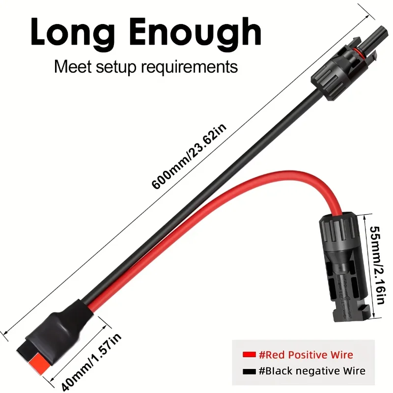 10AWG Solar Cable To SB-50 Connector Ideal for Solar Panel and Portable Solar Generator Power Station Durable Conductive Metal