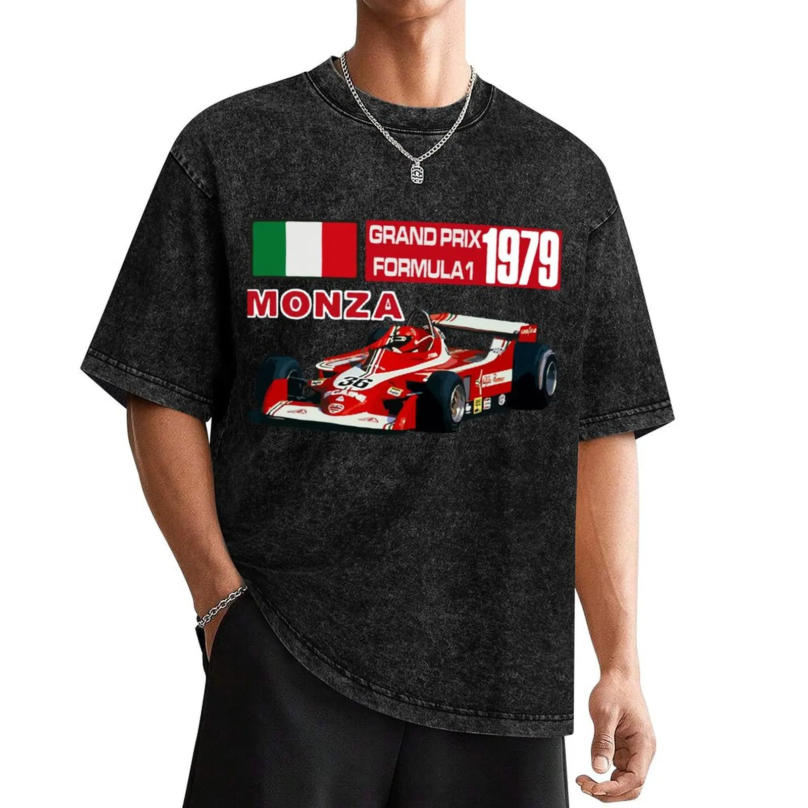 1979 Italian F1 Grand Prix Monza T-Shirt graphic t shirt vintage anime stuff mens clothing