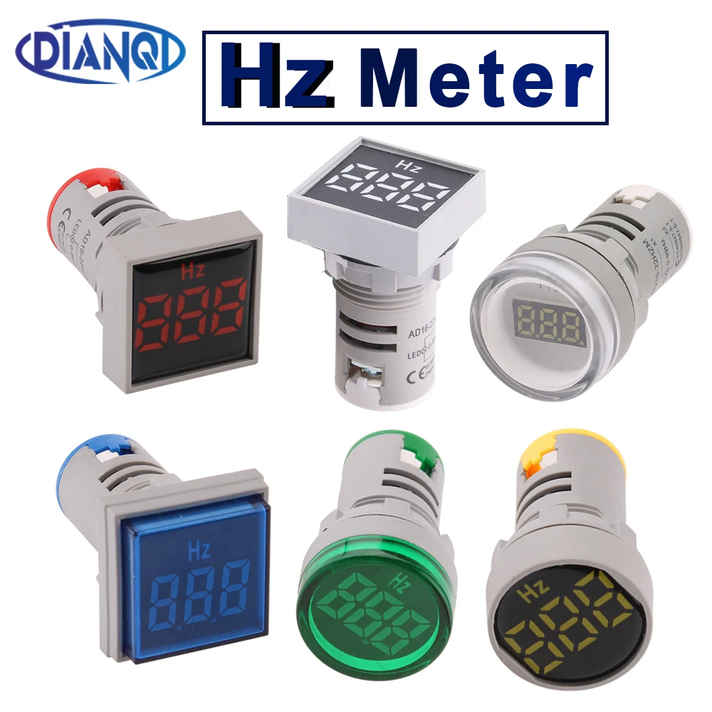 1pc Mini 22mm 20-75Hz Digital Display Electricity Frequency Meter Red LED Indicat Hertz Tester Cymometer Square Round Crystal