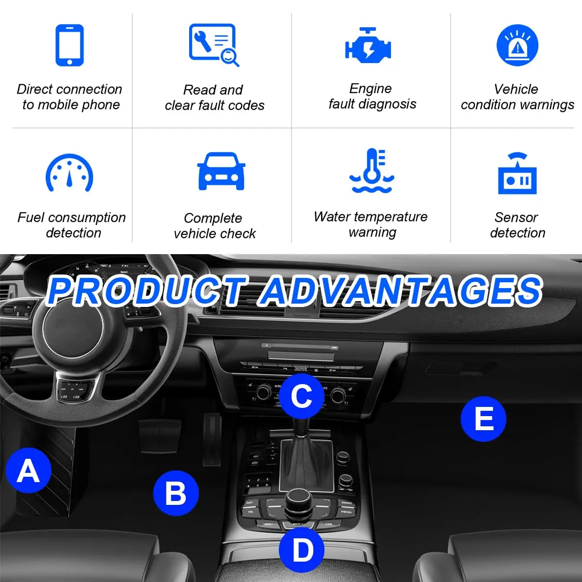 ELM327 obdii السيارات السيارات ماسح ضوئي تشخيصي سماعة لاسلكية تعمل بالبلوتوث أداة مسح الضوئي كاشف الفشل obd2 قارئ رمز خطأ المحرك