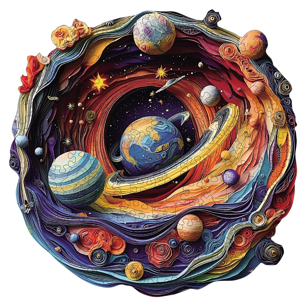 Space Planet Wooden Puzzle, High Difficulty Toys Puzzle, Concentration Training For Adults, Christma Birthday Holiday Gifts