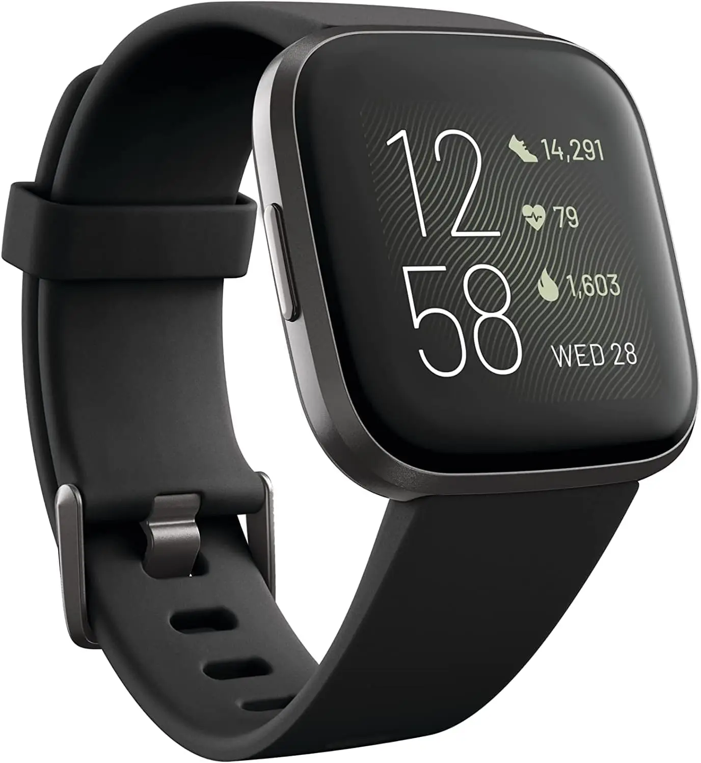 Fitbit Versa 2 Health and Fitness Smartwatch with Heart Rate, Music, Alexa Built-In, Sleep and Swim Tracking, Black/Carbon