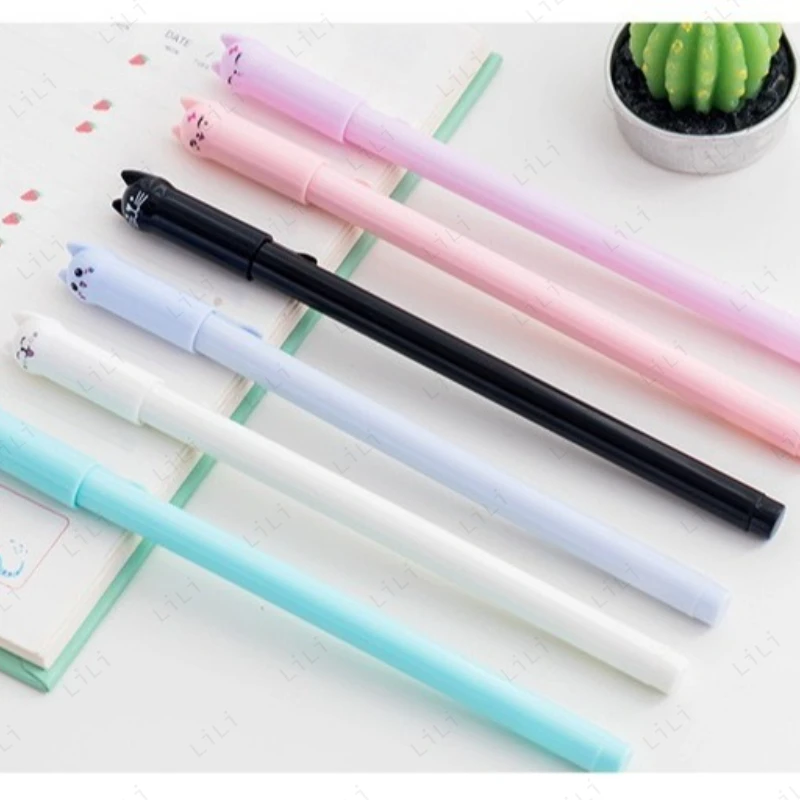Caneta neutra balançante de cauda de gato fofa de desenho animado 0,5 mm Caneta de assinatura de tinta preta Presente criativo de papelaria para estudantes