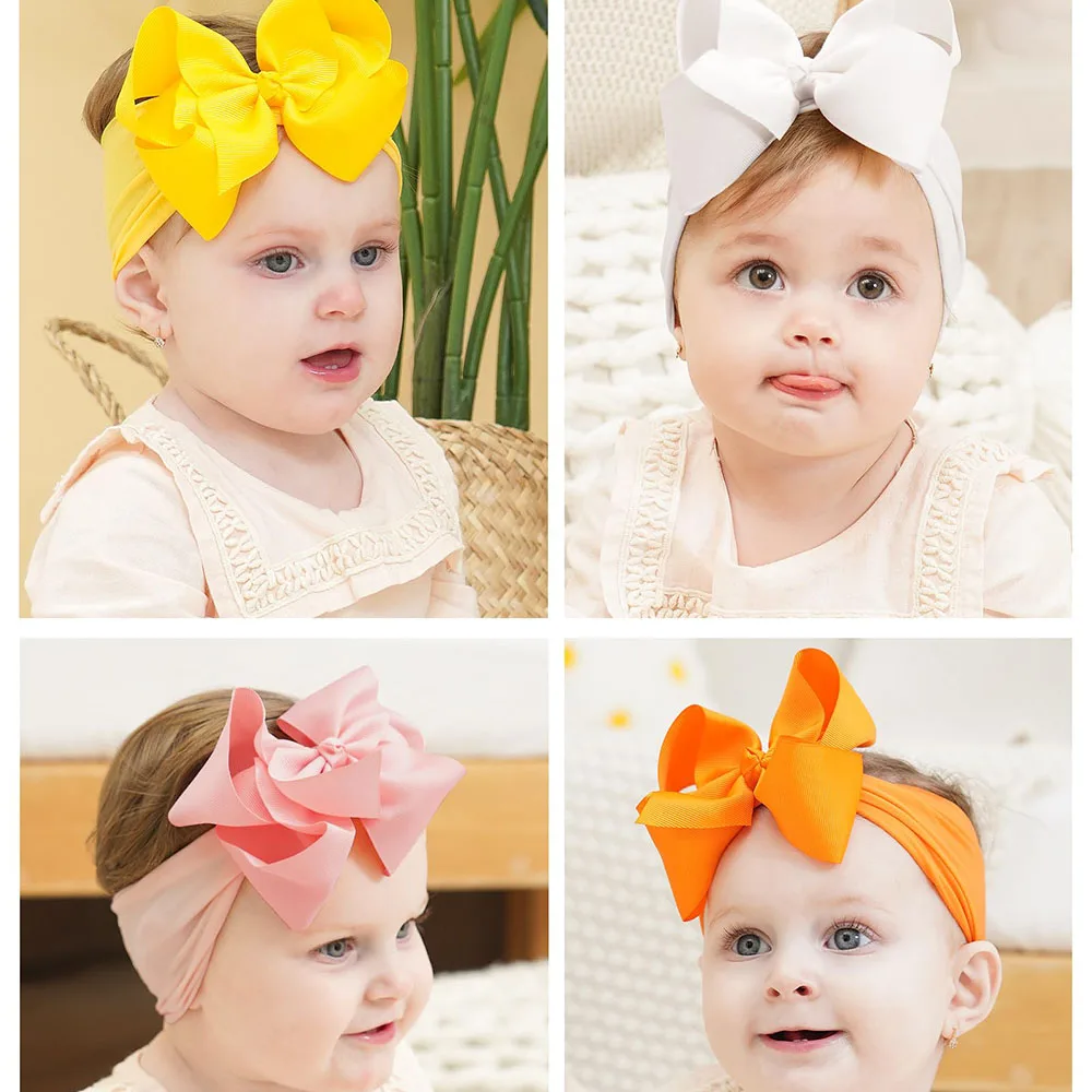 10/20 piezas diadema grande y ancha con lazo de cinta de nailon para niñas, turbante dulce, diadema con lazo para recién nacidos, accesorios suaves para el cabello para bebés