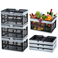 SucceBuy 3pcs Foldable Storage Basket Collapsible Shopping Crate with Handle for Kitchen Grocery Room Desktop Organization