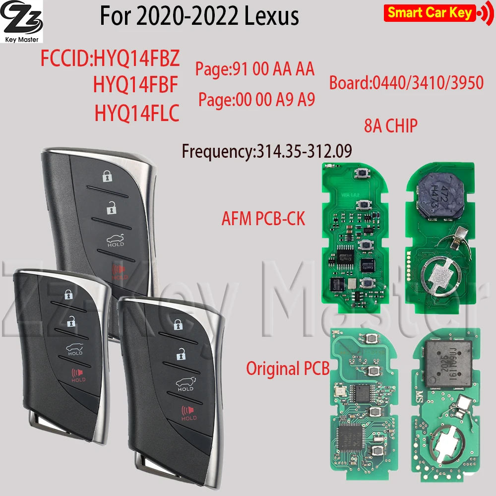 

Zz 23145-0440 314.3/433MHZ 8ACHIP P4: AA AA/A9 A9 HYQ14FBF/FBZ Автомобильный ключ-пульт дистанционного управления с функцией бесконтактного доступа для Lexus ES300H ES350 2018