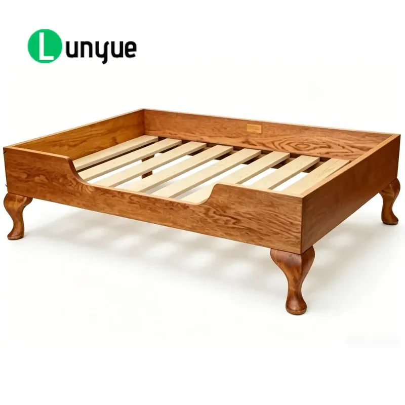 French Luxury Vintage Bohemian Solid Oak Pet Sofa Durable Easy Clean Slatted Base High Quality Home Furniture for Dog Cat