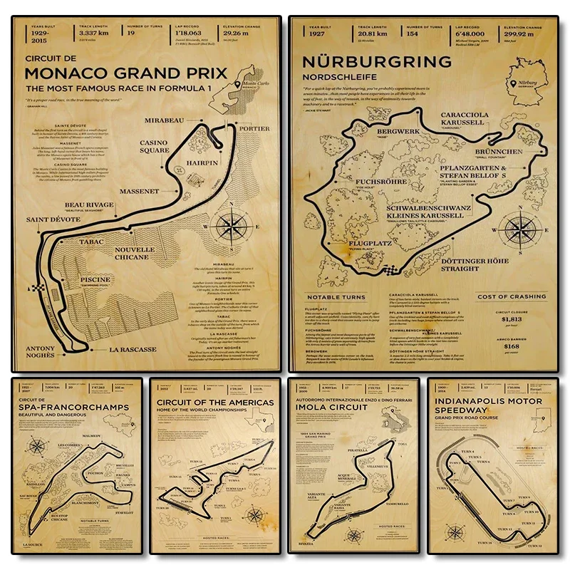 f1-formula-race-Настенный-художественный-постер-Эстетические-гонки-Монако-Гран-при-circuit-track-Домашний-декор-Обои-Винтаж-hd-Холст-Краска