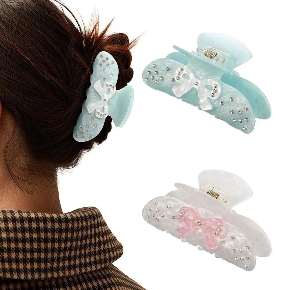 

Новые акриловые заколки-крабы для волос среднего размера с бантом, прочные, нескользящие, милые заколки для густых и тонких волос