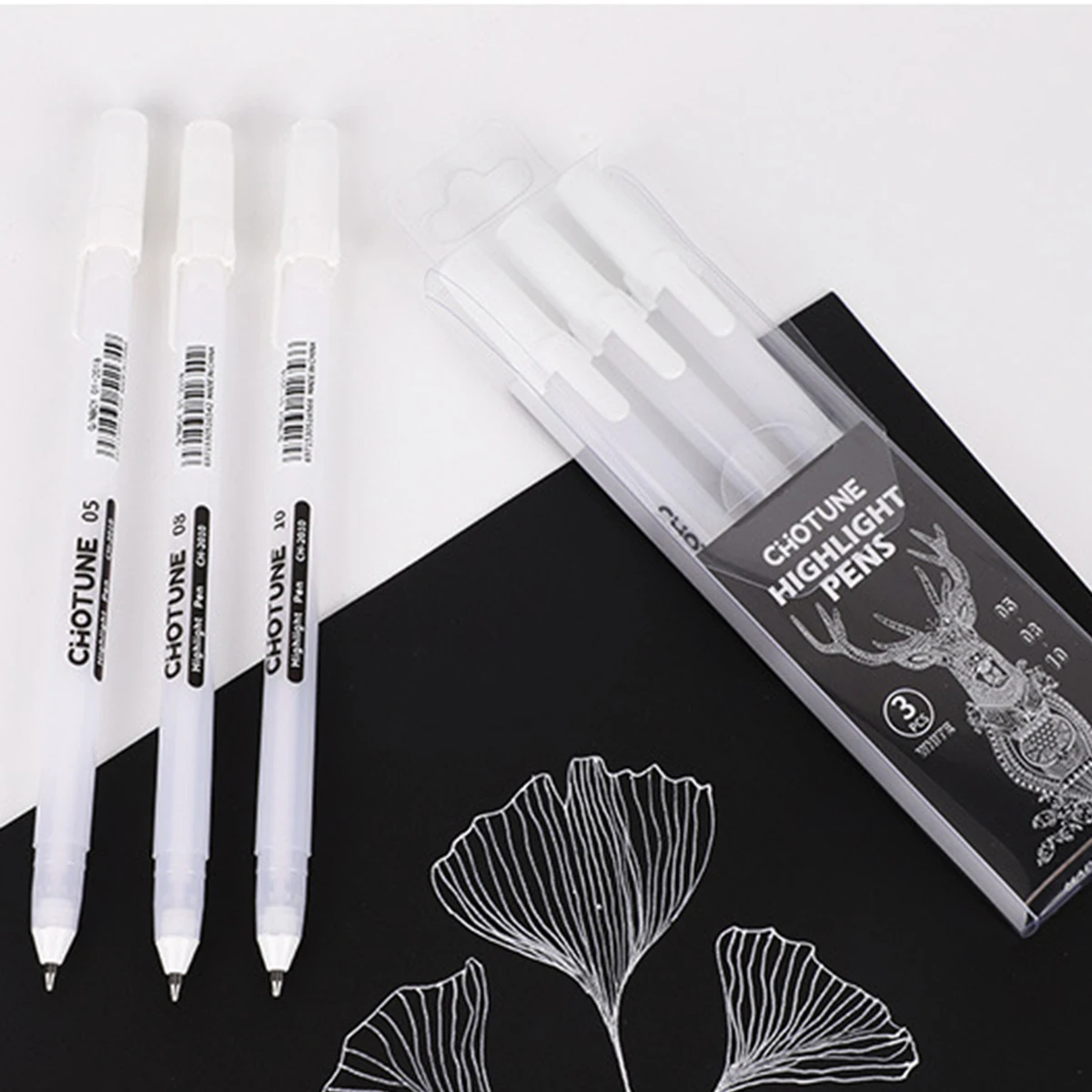 Gelly Roll Gel Pens for Journaling, Art, or Drawing - Classic White Ink - 05/08/10 Assorted Tip Sizes - 3 Pack