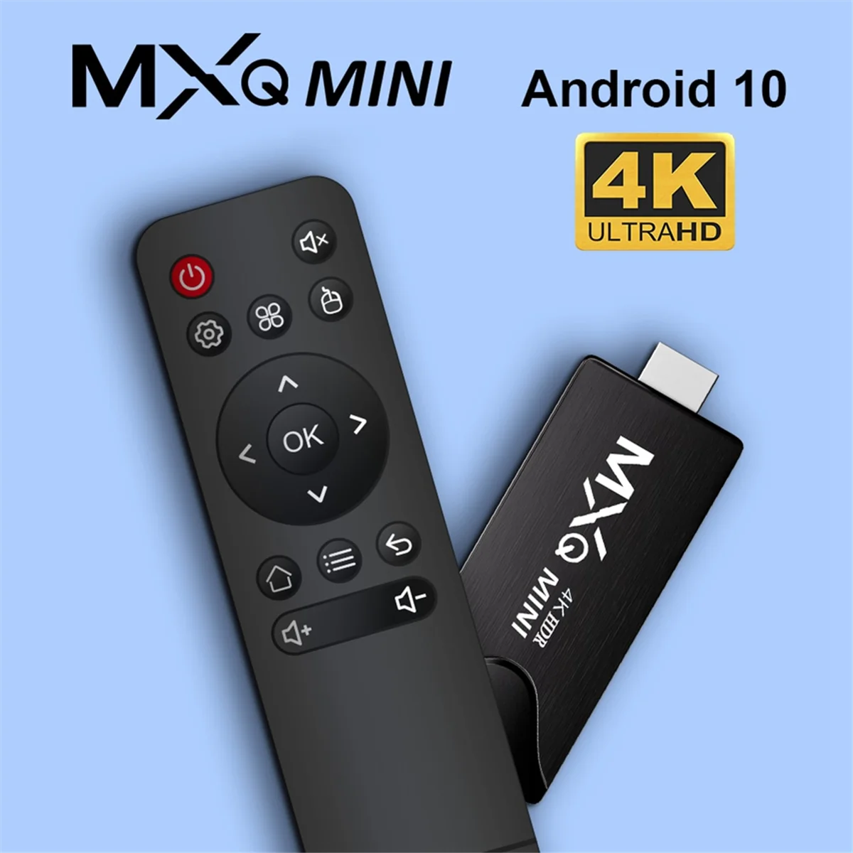 Mini Smart TV Stick, Android 10, Façades, Core, Support, 4K, HD Play, PR2.4 G, WiFi, TV Stick, Android, H.dissis, Media First Set