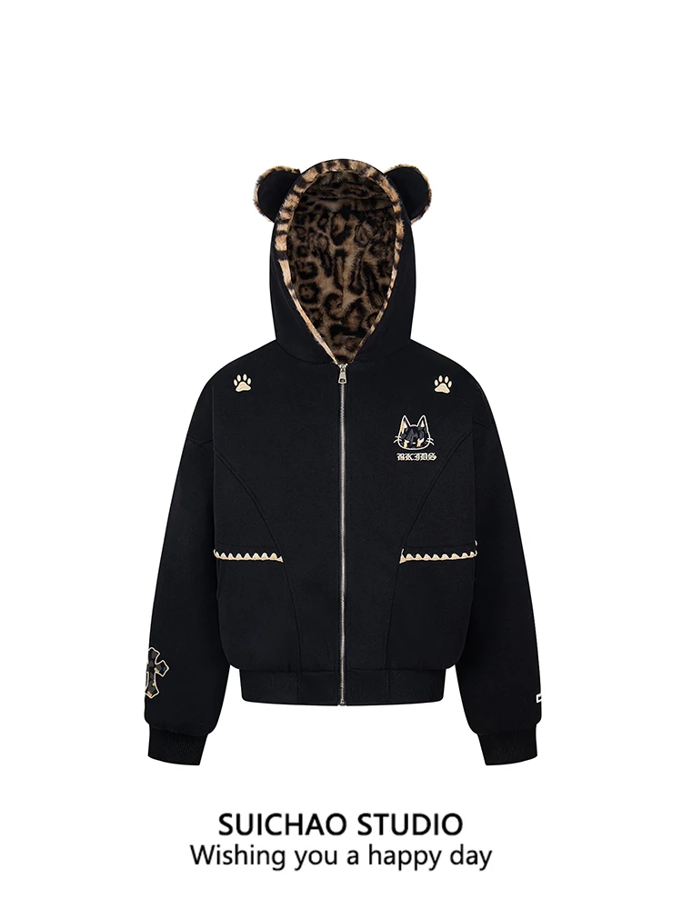 

Suichao Original Thiened Cotton Jaet for Men with Zipper Closure Hooded Long Sve Youth Faion Winter Warm Outerwear