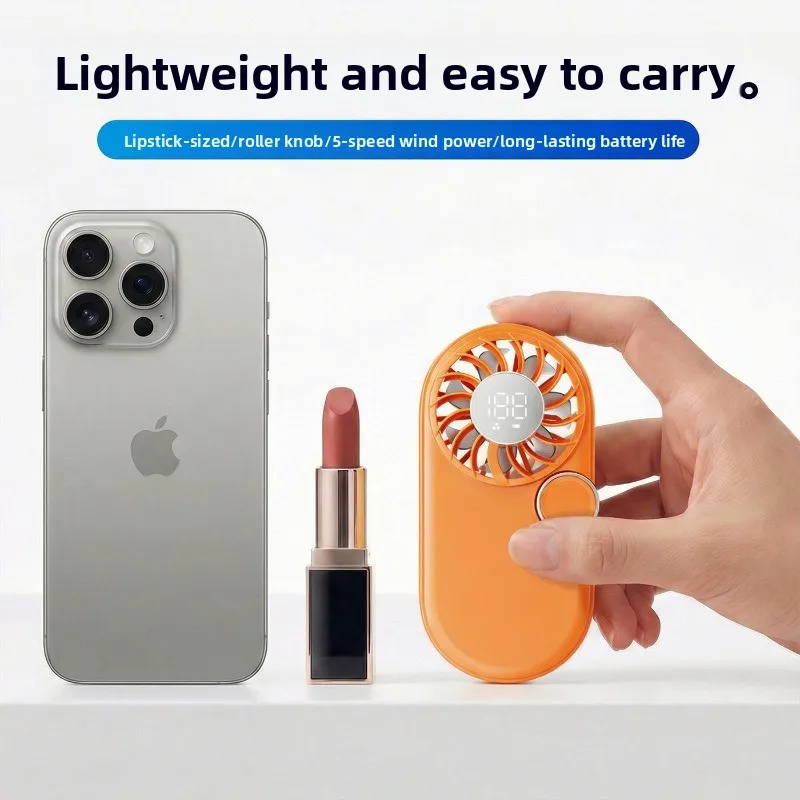 Portable Handheld Fan USB Rechargeable 5 Speed Mini Cooling Fan with Digital Display Quiet Personal Air Cooler for Travel Office