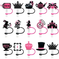 1pcs Pink Style Silicone Straw Covers Caps for Cup,8mm Crown Bow Tie Straw Toppers Tips for 30&40 Oz Reusable Dustproof  Party