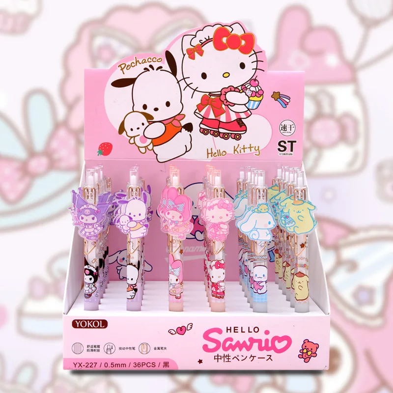 

36pcs Sanrio Anime Gel Pens Cute Hello Kitty My Melody Signature Neutral Pen Student Stationery Office School Supplies Wholesale