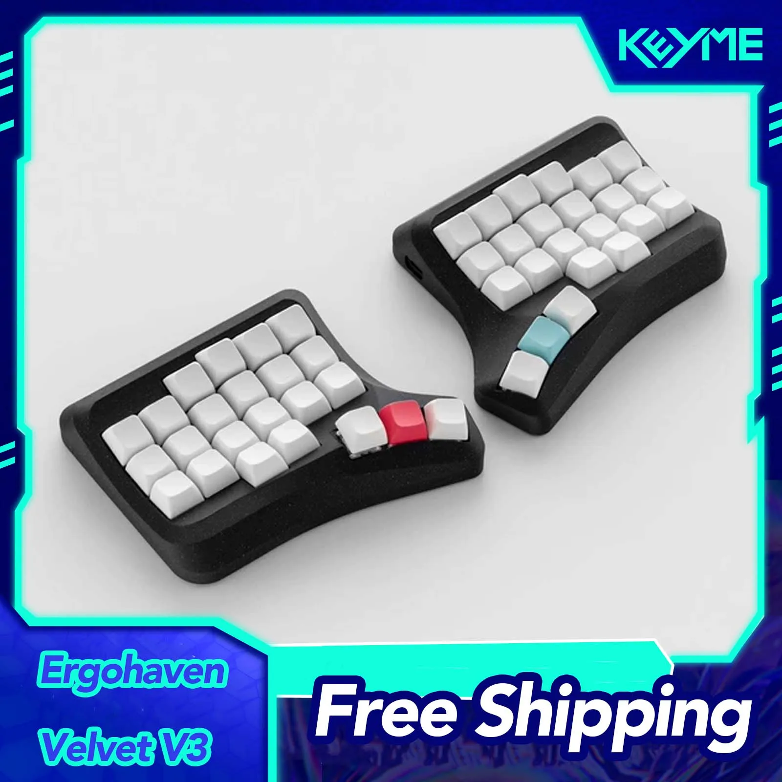 Ergohaven Velvet V3 Wired Split Mechanical Keyboards Kit Hot Swap MX Switch Support VIAL Keymap 3D Printing PLA PC Gamer Gifts
