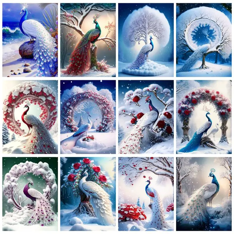 

GATYZTORY Abstract Painting By Numbers Peacock For Adults Handmade Diy Set Drawing On Numbers Animal Home Decoration