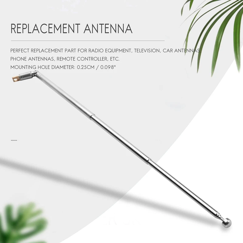 A46T Replacement 49cm 19.3inch 6 Sections Telescopic Antenna Aerial for Radio TV