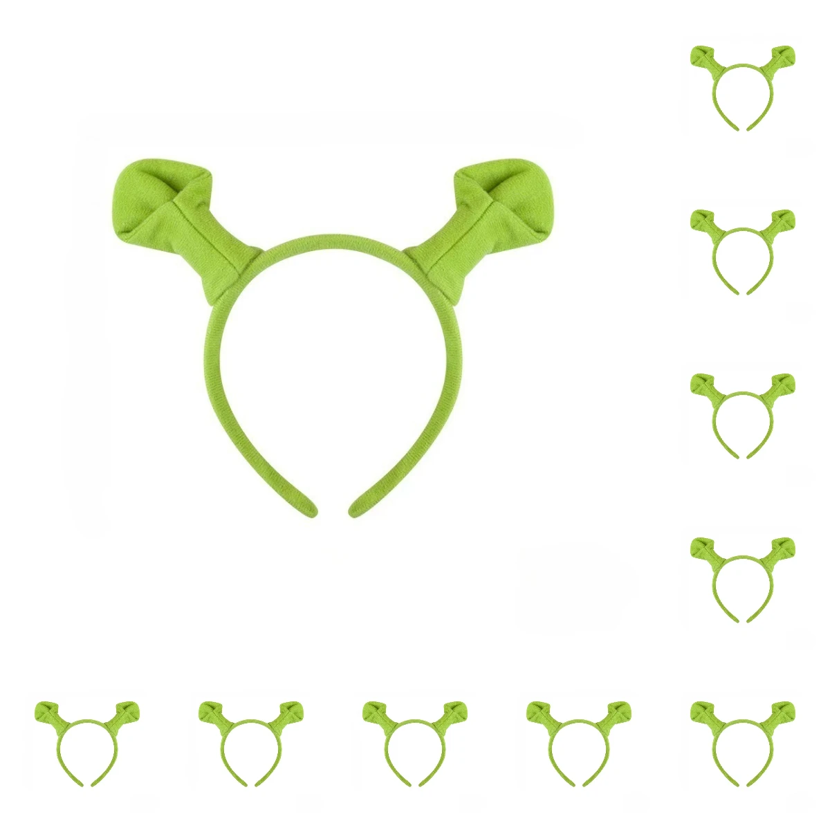 10 PCS Green Ears Headband Plush Monster Headbands Women Teens Halloween Dress Up Christmas Theme Party Costume Accessories
