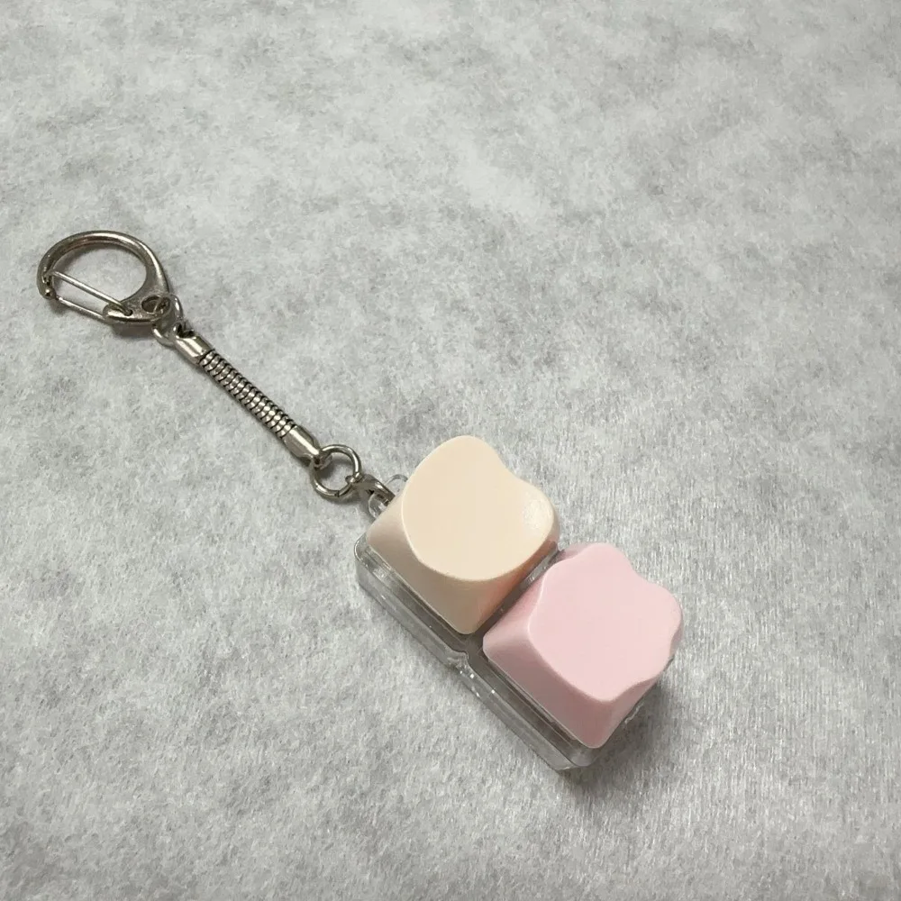 Relaxing 2 Keys Finger Keyboard Key Button Cartoon Shape Fidget Keychain Stress Relief Pass The Time Clicker Toy Adult