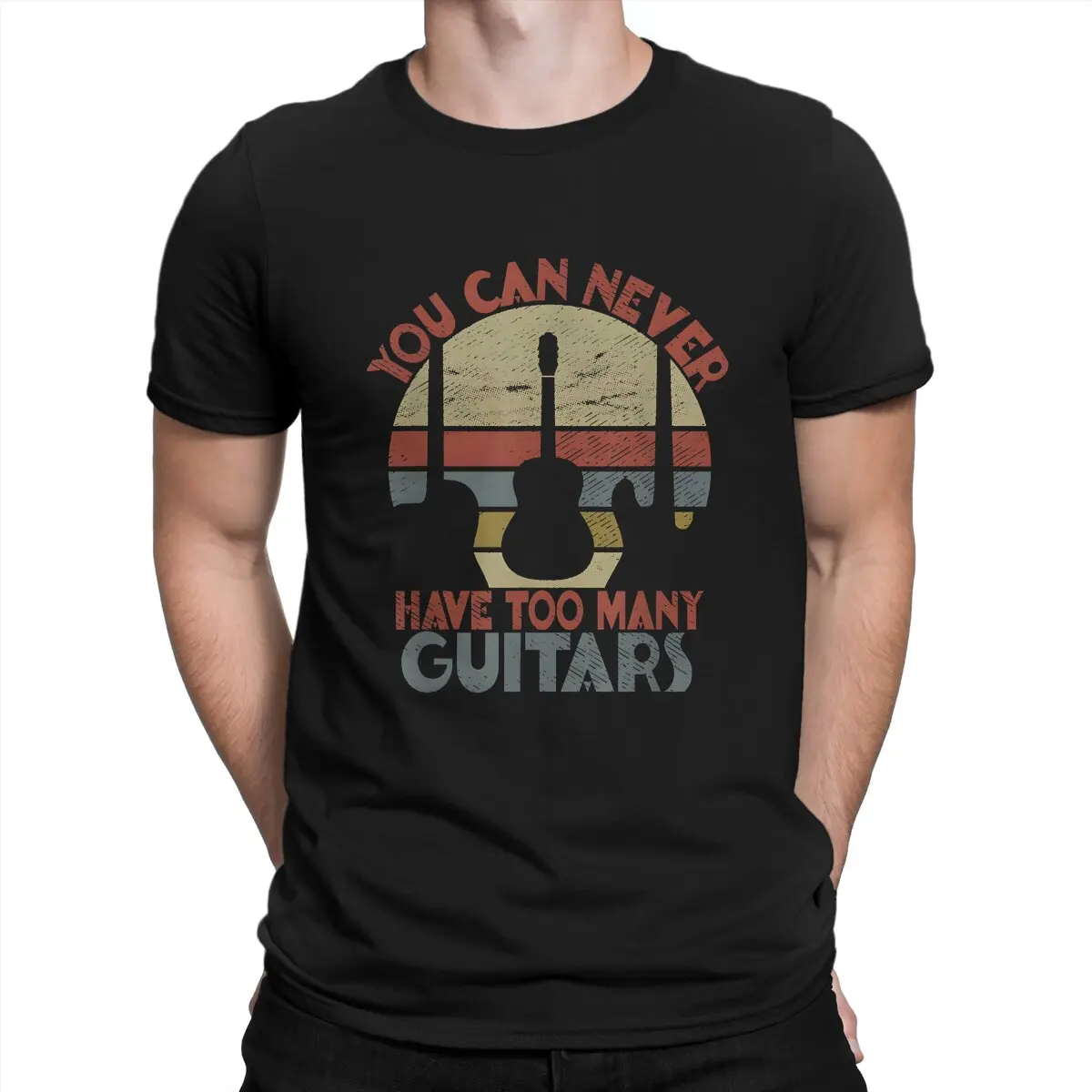 

Retro T-Shirt For Men Love Guitars Awesome Pure Cotton Tee Shirt Round Neck Short Sleeve T Shirts Classic Clothing