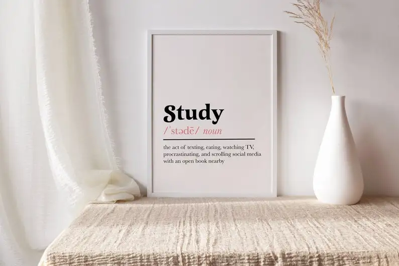 Study Definition Print College Dorm Sign | Roommate Sign | College Acceptance Sign | College Apartment Decor