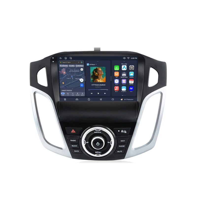 Junsun Kabelloses CarPlay Android Auto Autoradio für Ford Focus 3 2011-2019 mit integriertem Lüfter, Android 15, GPS-Navigation, Multimedia-Player, WiFi, DSP, RDS, BT, SWC, IPS-Touchscreen, Autoradio,