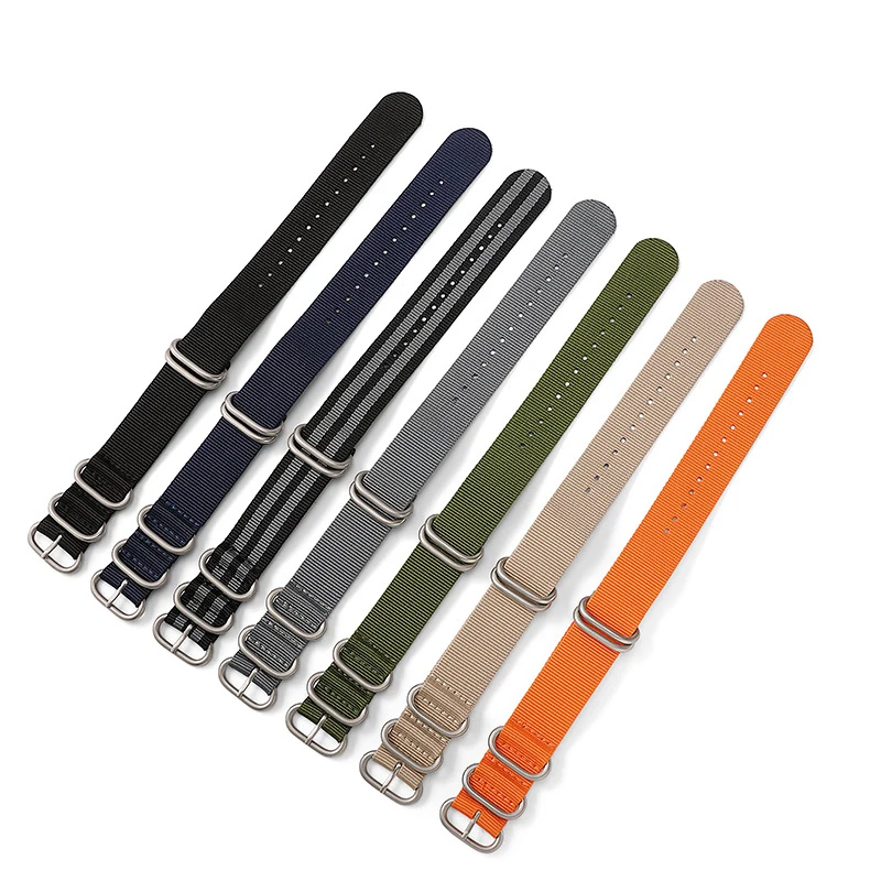 UTHAI Z23 Nylon-Uhrenarmbänder, 18 mm, 20 mm, 22 mm, 24 mm, Canvas, langes Armband, Fünf-Ring-Silberschnalle, Uhrenzubehör
